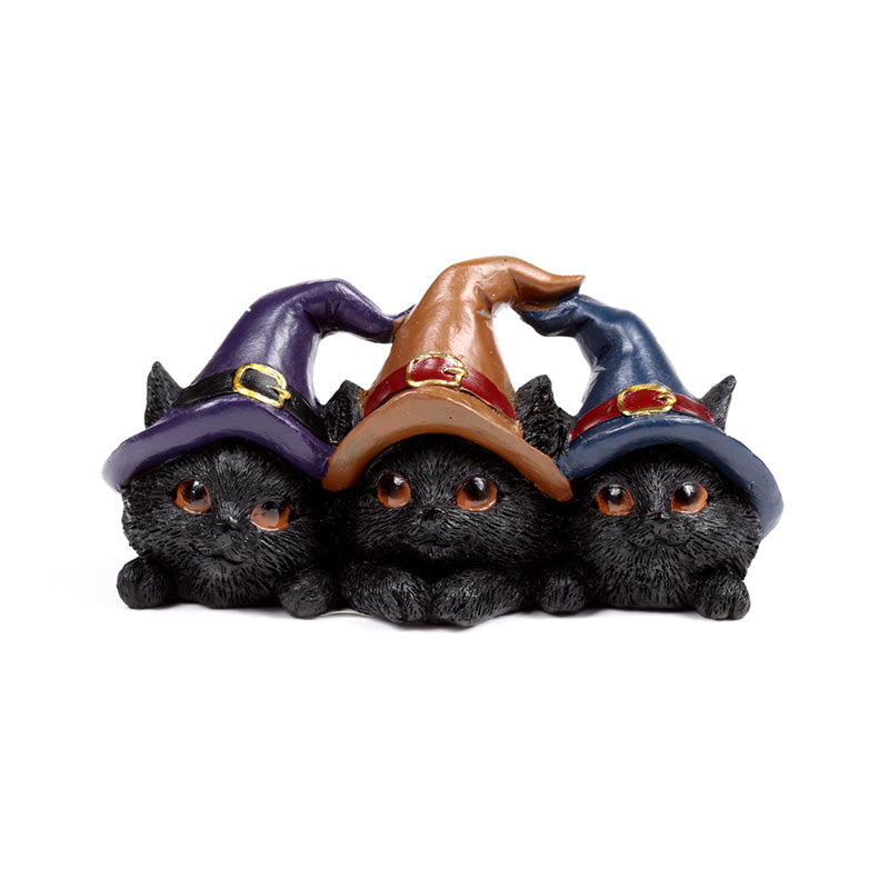 Witches Magical Black Cat Trio in Witches Hats CAT198