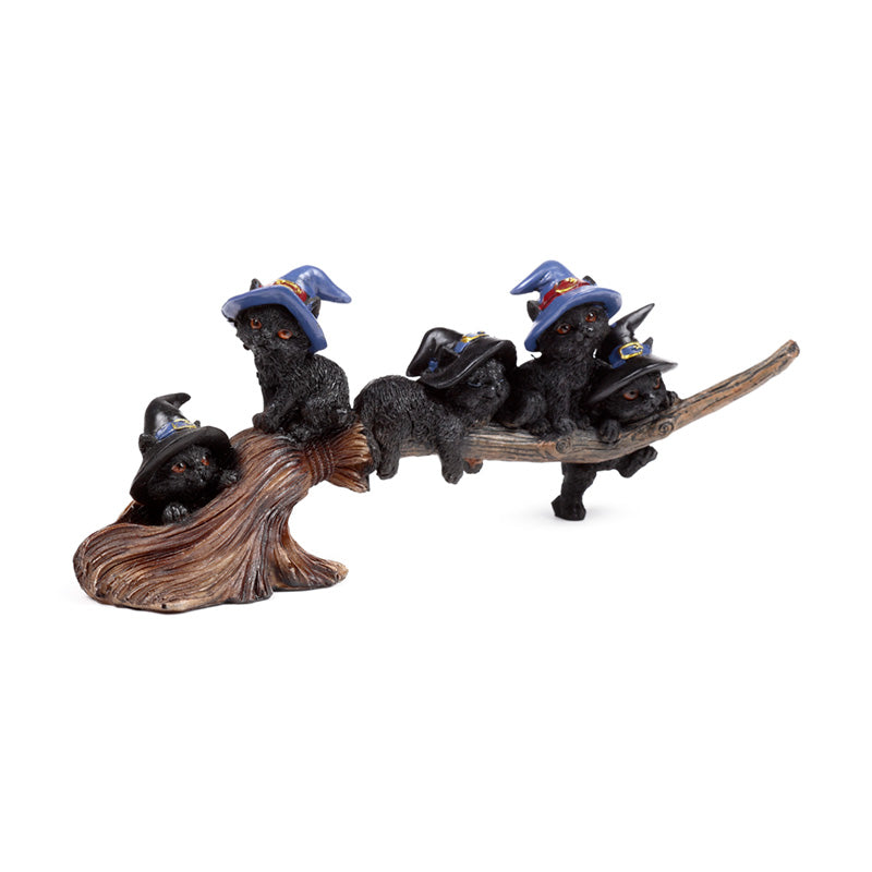 Witches Magical Black Cat Playing on Broomstick CAT199