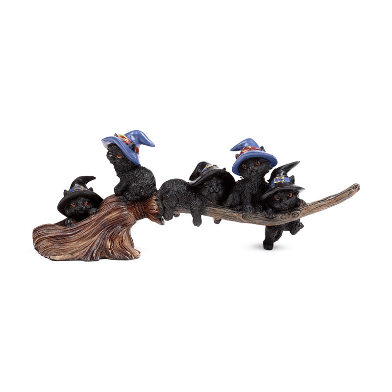 Witches Magical Black Cat Playing on Broomstick CAT199