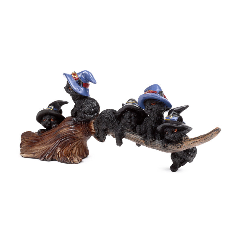 Witches Magical Black Cat Playing on Broomstick CAT199