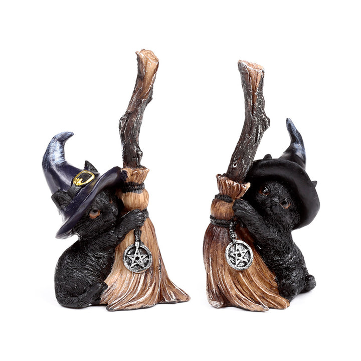 Witches Magical Black Cat with Broomstick CAT200
