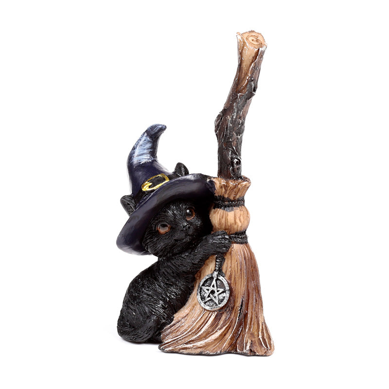 Witches Magical Black Cat with Broomstick CAT200