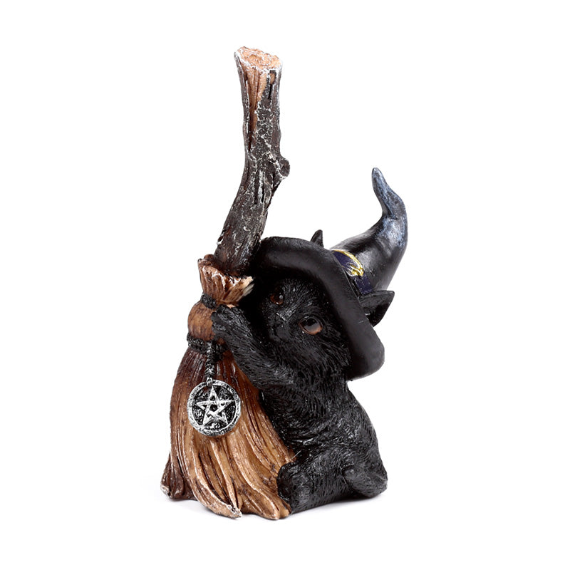 Witches Magical Black Cat with Broomstick CAT200