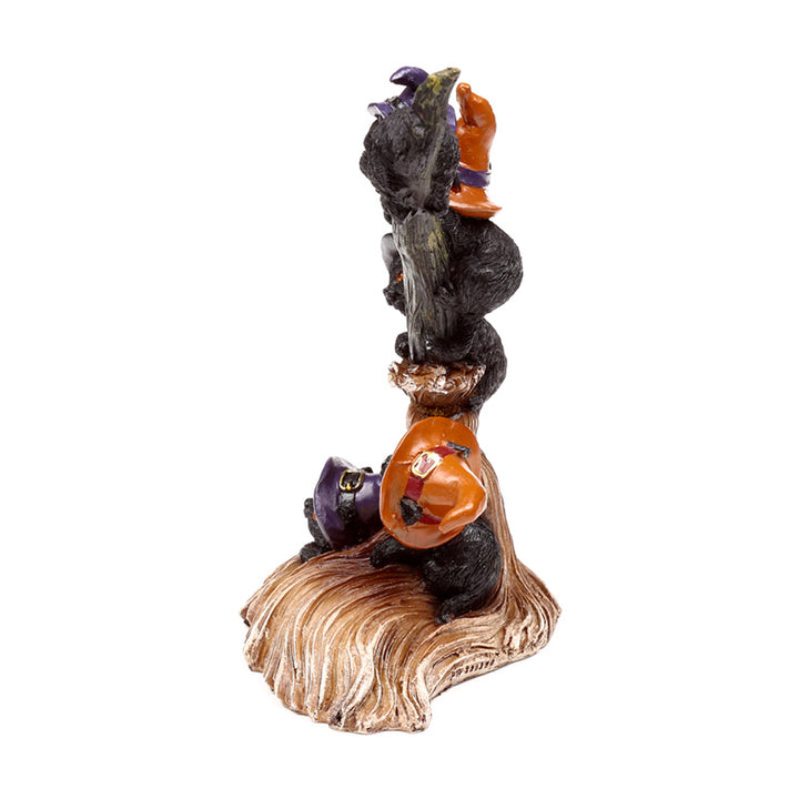 Witches Magical Black Cat Climbing Broomstick CAT203