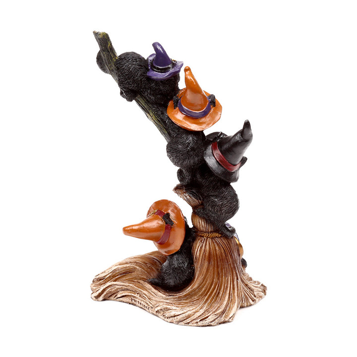Witches Magical Black Cat Climbing Broomstick CAT203