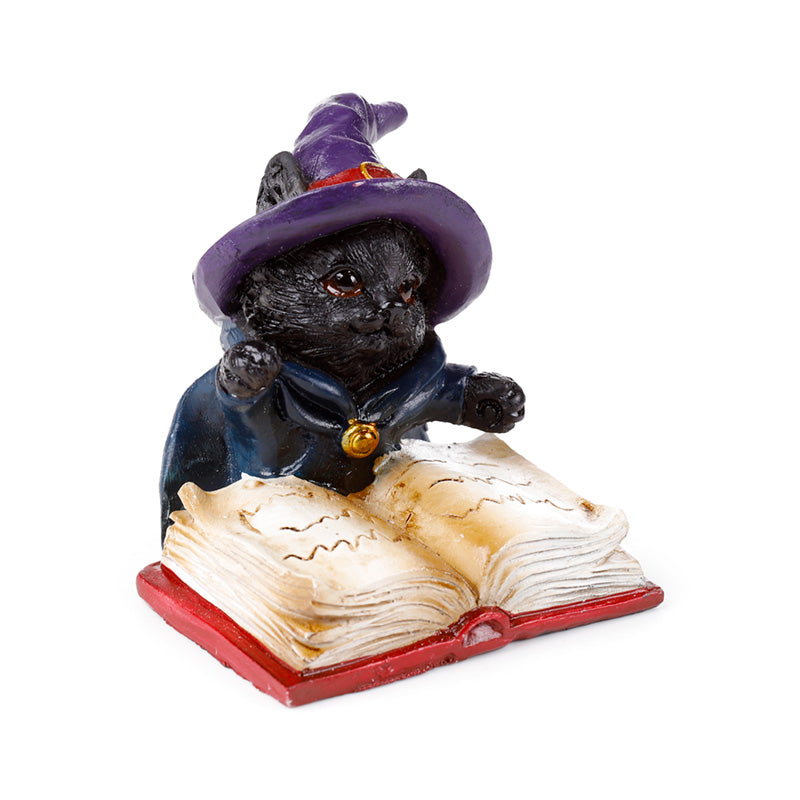 Witches Magical Black Cat Reading from Spell Book CAT205