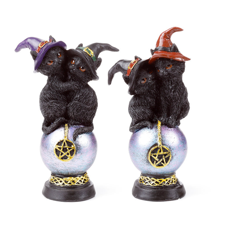 Witches Magical Black Cats Iridescent Pentagram Orb CAT206