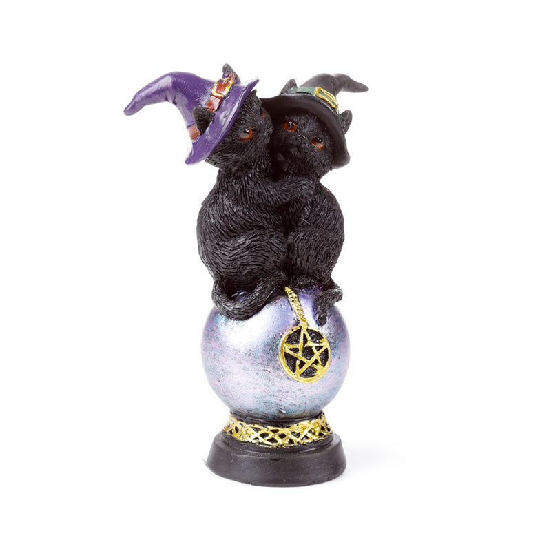 Witches Magical Black Cats Iridescent Pentagram Orb CAT206