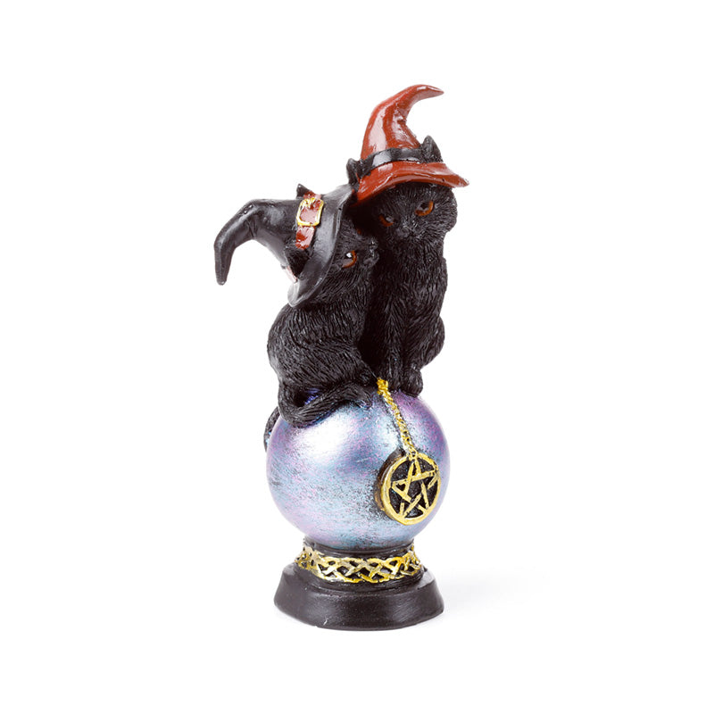 Witches Magical Black Cats Iridescent Pentagram Orb CAT206