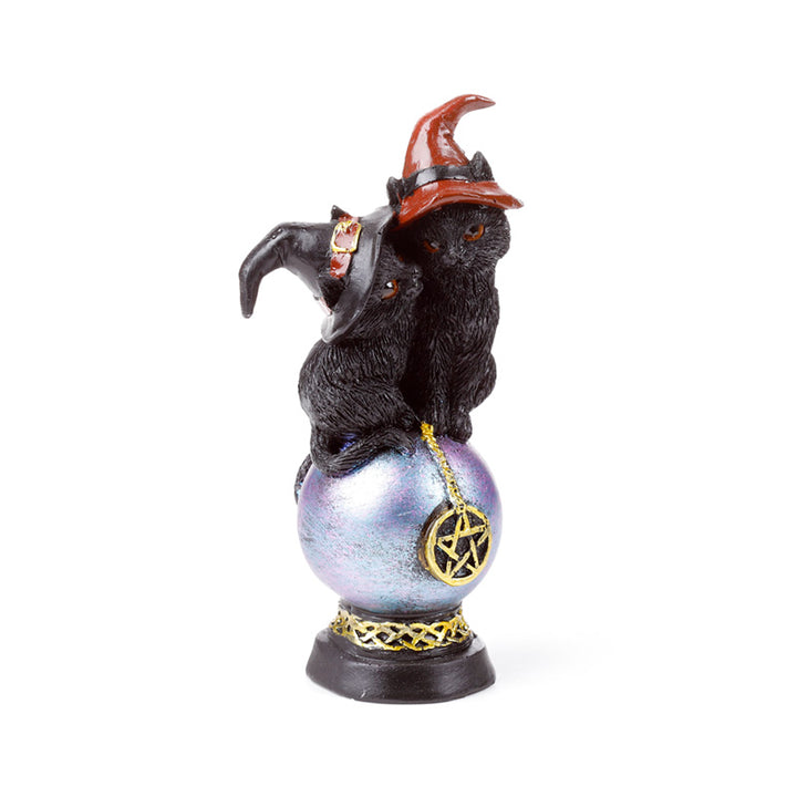 Witches Magical Black Cats Iridescent Pentagram Orb CAT206