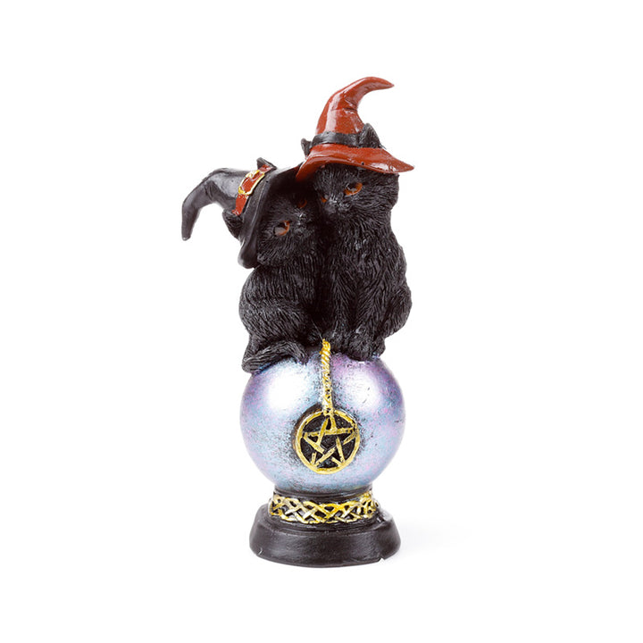 Witches Magical Black Cats Iridescent Pentagram Orb CAT206