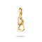 A gold heart-shaped pendant charm with a small border of clear stones, shown on a clean white background with a soft shadow underneath.