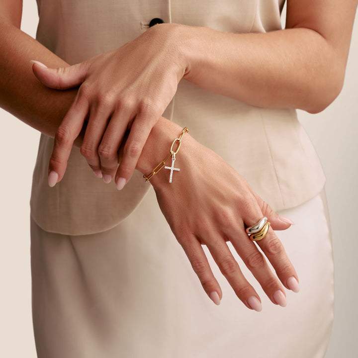 Thomas Sabo Charm Club Charming Connect Sterling Silver Cross With stones Charm CC1203-051-14