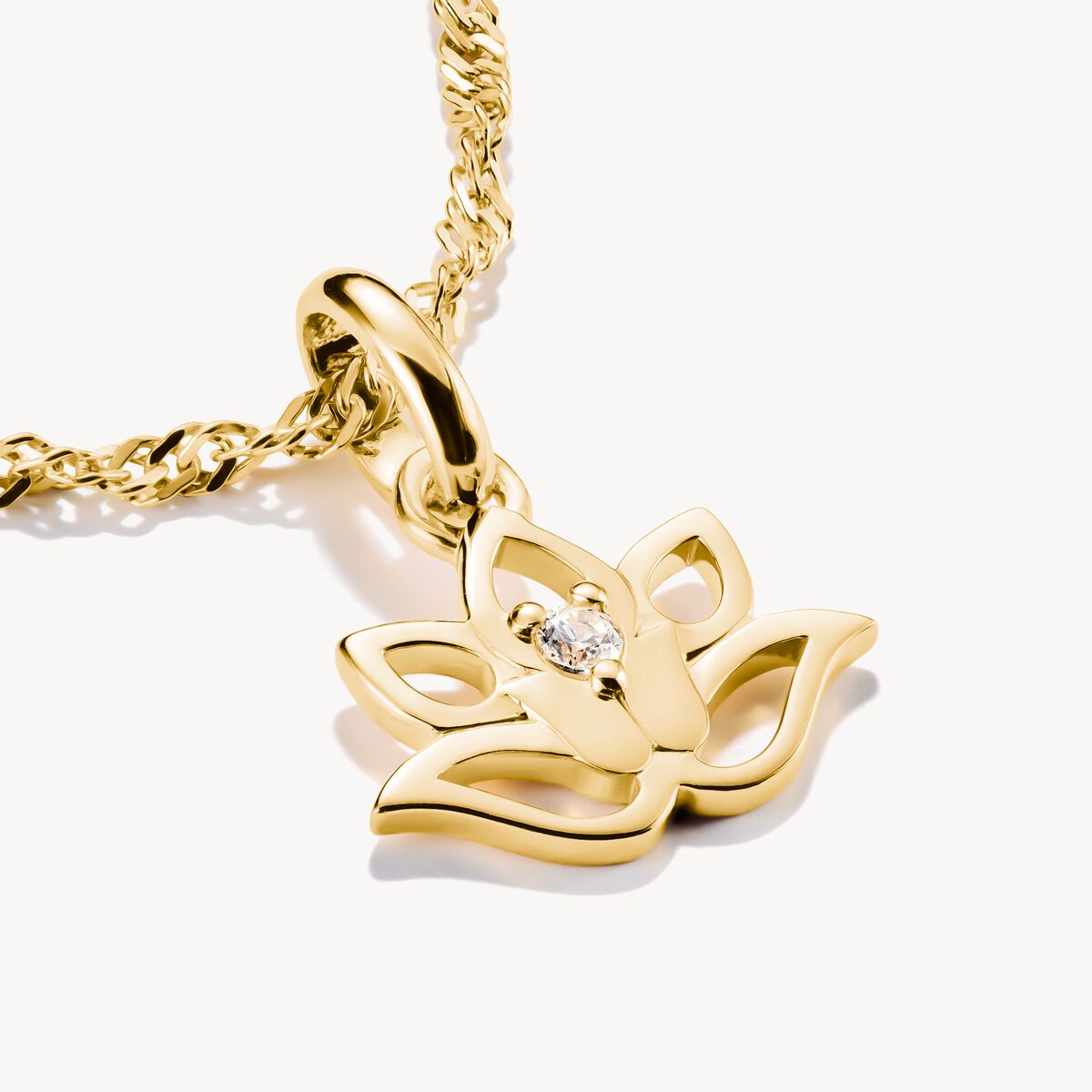 Thomas Sabo Charm Club Charming Connect Gold Plated Lotus Flower With Stone Charm CC1204-414-14
