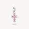 Thomas Sabo Charm Club Charming Connect Sterling Silver Cross With Pink Stones Charm CC1206-051-9