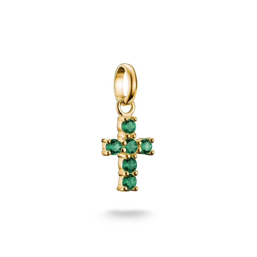 Thomas Sabo Charming Connect 18ct Gold Plated Green Cross Charm CC1206-M01-6