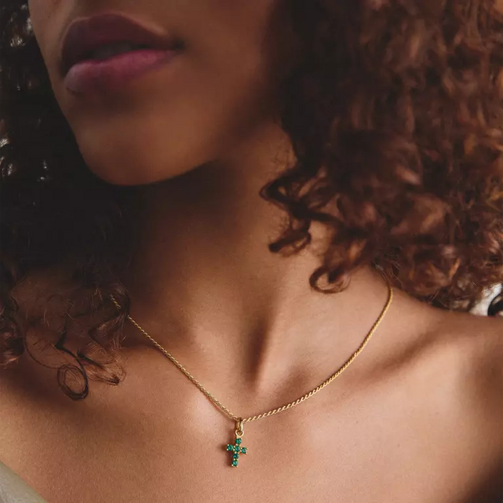 Thomas Sabo Charming Connect 18ct Gold Plated Green Cross Charm CC1206-M01-6