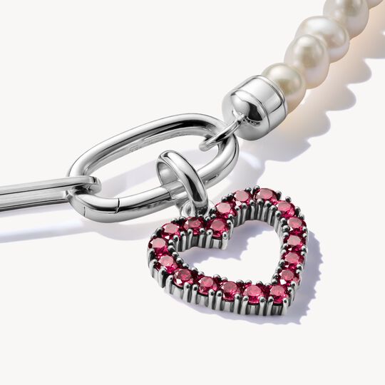 Thomas Sabo Charm Club Charming Connect Sterling Silver Heart With Red Stones Charm CC1237-639-10