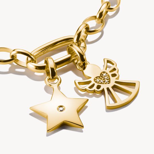 Thomas Sabo Charm Club Charming Connect Gold Plated Star With Stone Charm CC1238-414-14