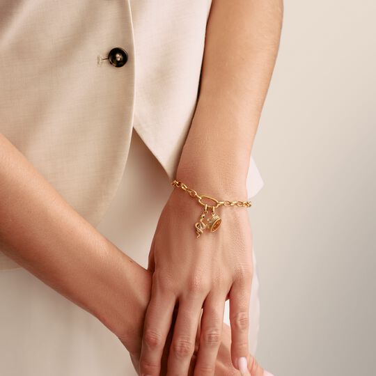 Thomas Sabo Charm Club Charming Connect Gold Plated Crown With Stones Charm CC1247-414-14
