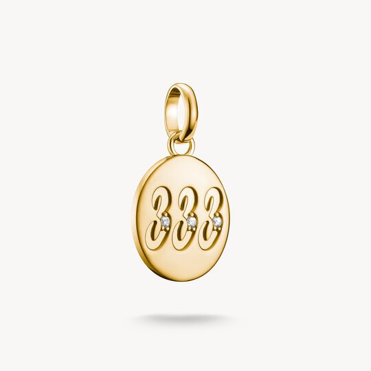 Thomas Sabo Charm Club Charming Connect Gold Plated Angel Number 333 With Stones Charm CC1250-414-14