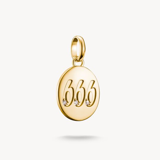 Thomas Sabo Charm Club Charming Connect Gold Plated Angel Number 666 With Stones Charm CC1253-414-14