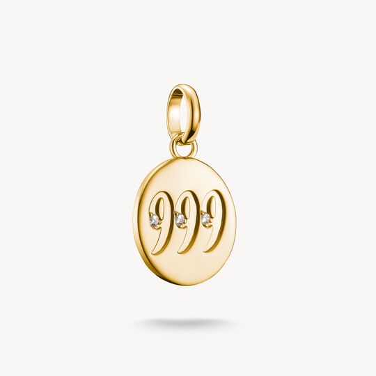 Thomas Sabo Charm Club Charming Connect Gold Plated Angel Number 999 With Stones Charm CC1256-414-14