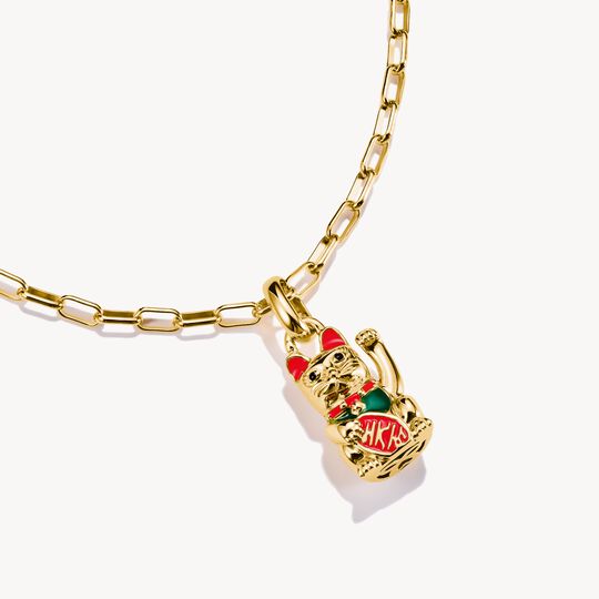 Thomas Sabo Charm Club Charming Connect Gold Plated Lucky Waving Cat Charm CC1260-427-7