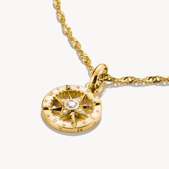 Thomas Sabo Charm Club Charming Connect Gold Plated Compass With Stones Charm CC1261-414-14
