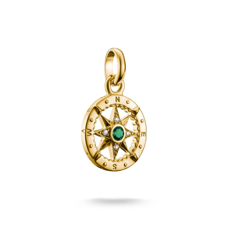 Thomas Sabo Charming Connect 18ct Gold Plated Green Compass Charm CC1261-M01-6
