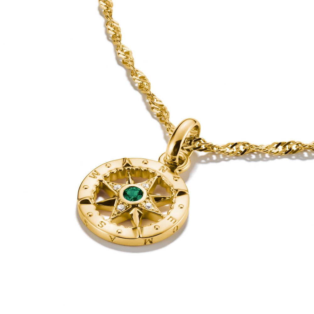 Thomas Sabo Charming Connect 18ct Gold Plated Green Compass Charm CC1261-M01-6