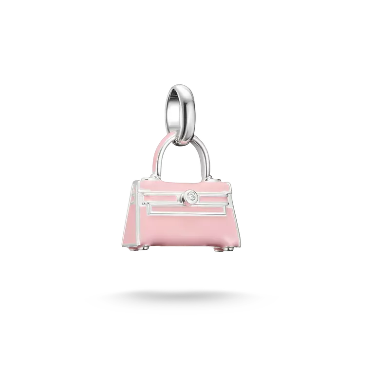 Charm Club Charming Connect Cold Enamel Cubic Zirconia Pink Handbag Charm CC1299-041-9