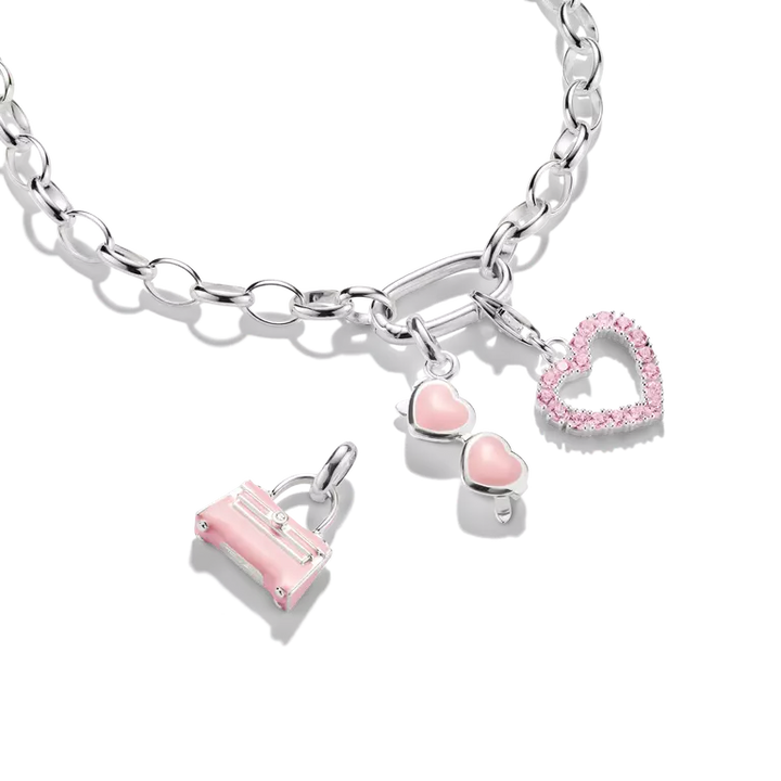 Charm Club Charming Connect Cold Enamel Cubic Zirconia Pink Handbag Charm CC1299-041-9