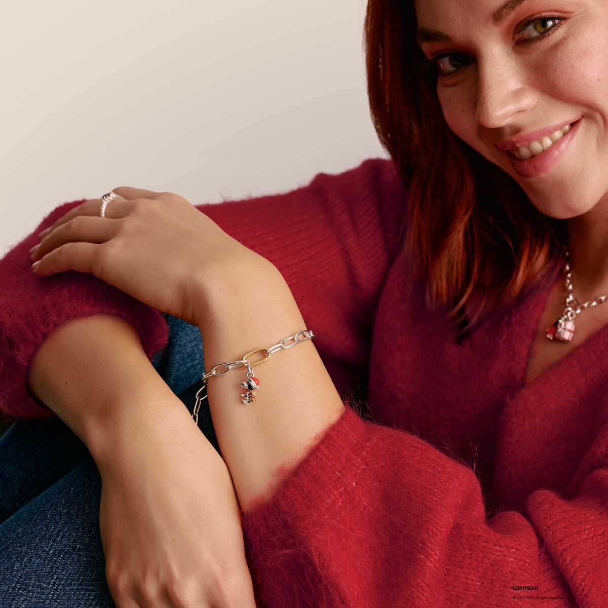Thomas Sabo Charm Club Charming Connect Sterling Silver Peanuts Santa Edition Snoopy & Woodstock Charm CC1307-427-7