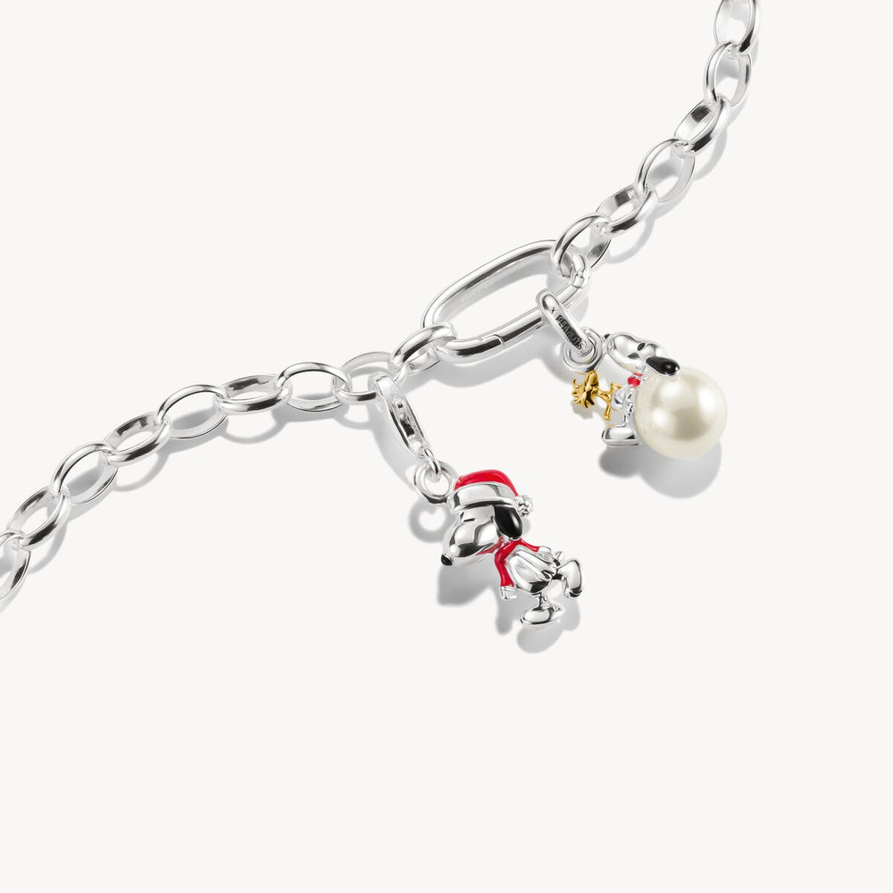 Thomas Sabo Charm Club Charming Connect Sterling Silver Peanuts Santa Edition Snoopy & Woodstock Pearl Charm CC1308-427-14