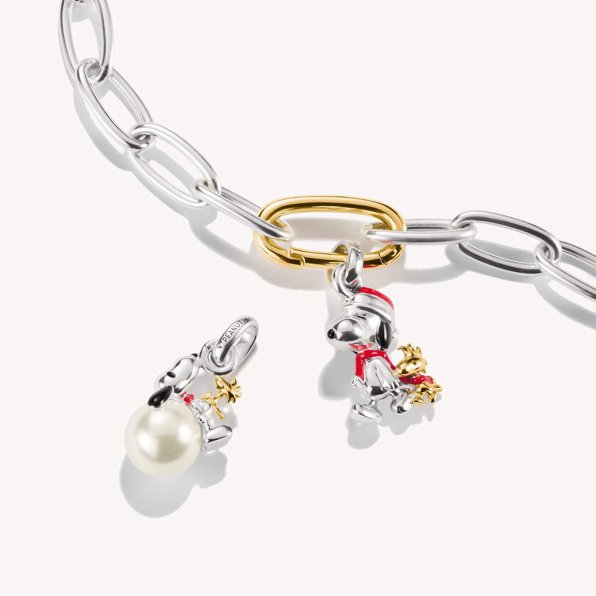 Thomas Sabo Charm Club Charming Connect Sterling Silver Peanuts Santa Edition Snoopy & Woodstock Pearl Charm CC1308-427-14