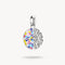Multicolored geometric pendant on a white background
