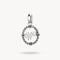Silver pendant with letter 'W' on a white background