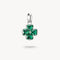 Green four-leaf clover pendant on a white background