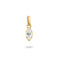 A gold pendant featuring a marquise-cut clear gemstone in a prong setting, suspended from a polished gold bail, shown against a plain white background with a soft shadow below.
