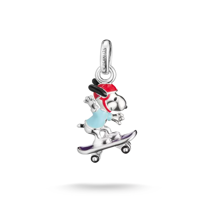 Pendant of a character on a skateboard with a white background
