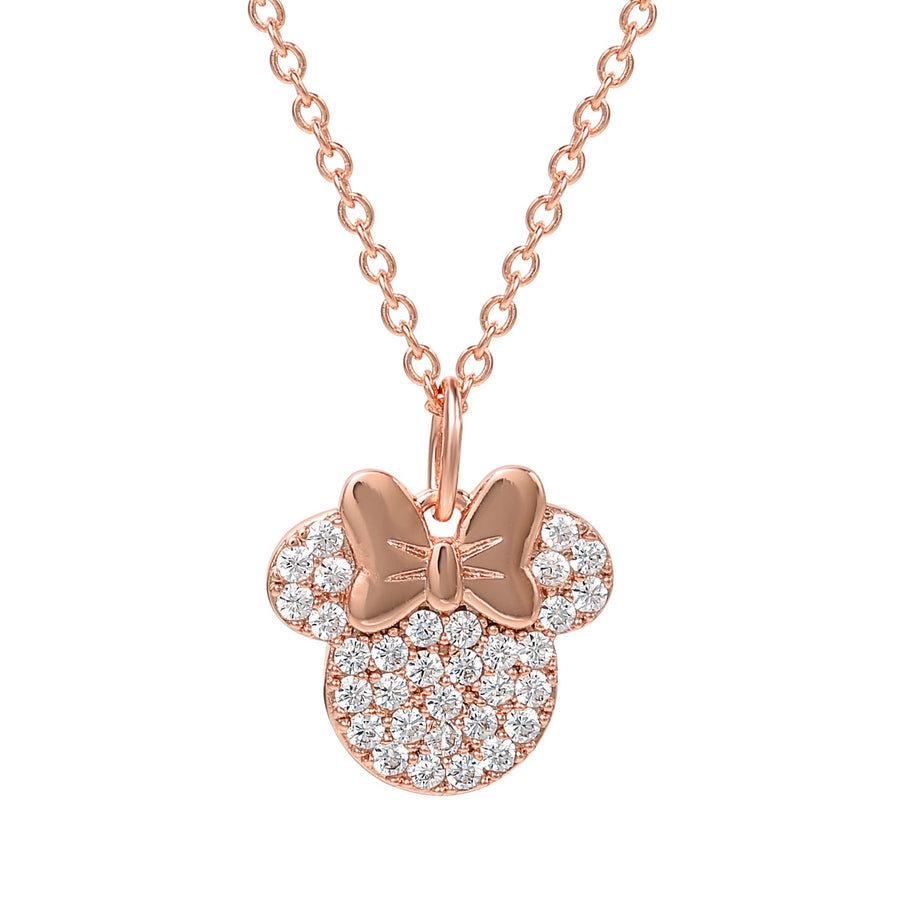 Disney Minnie Mouse Stone Set Rose Gold Plated Brass Necklace CF01055PZWL-Q.PA