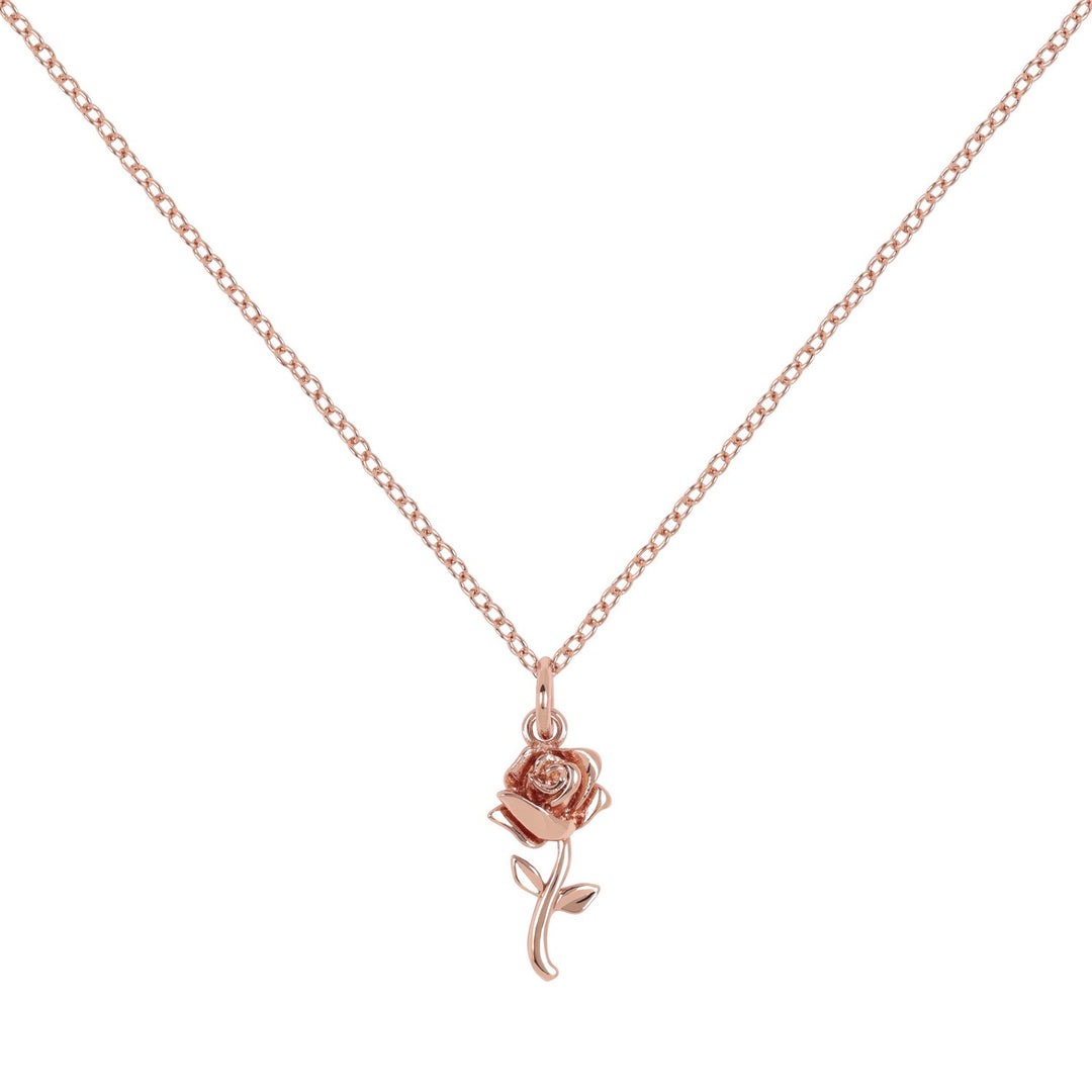 Beauty & The Beast Gold Stone Set Rose Necklace CF01129PL-Q.PH