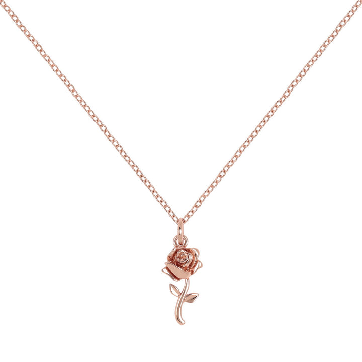Beauty & The Beast Gold Stone Set Rose Necklace CF01129PL-Q.PH