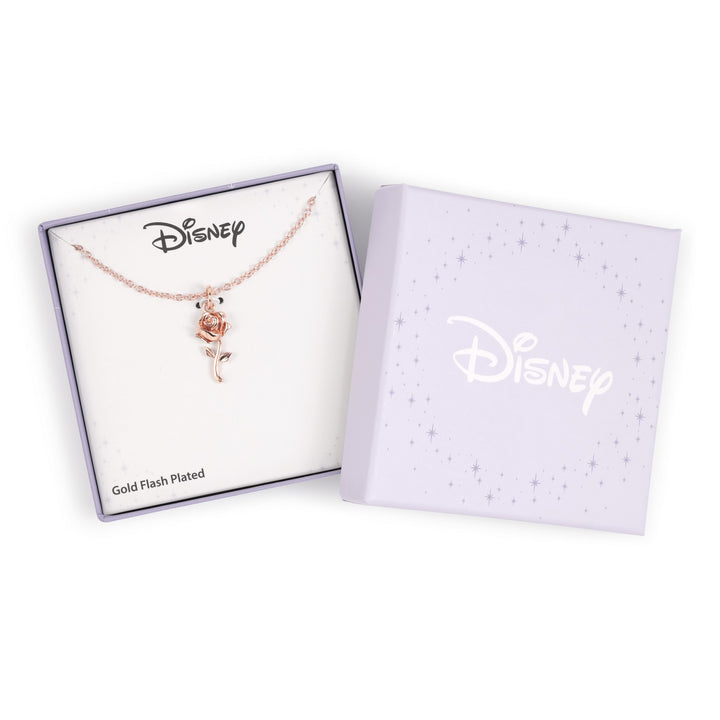 Beauty & The Beast Gold Stone Set Rose Necklace CF01129PL-Q.PH