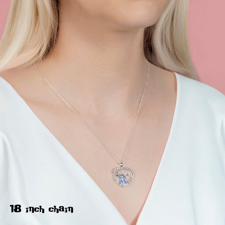 Disney Stitch Stone Set Heart Necklace CF01306SL-Q.PH