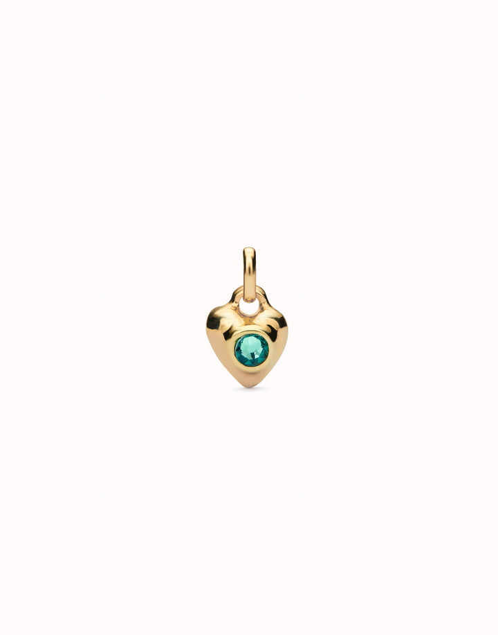 18k Gold Plated Hazte Green Heart Charm CHA0214VRDORO0U