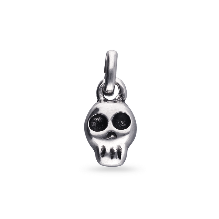 Metal Alloy Sterling Silver Plated Black Skull Charm CHA0299MTL000