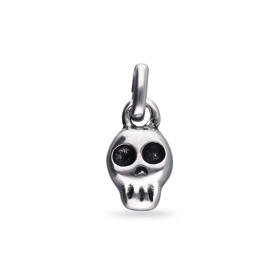 Metal Alloy Sterling Silver Plated Black Skull Charm CHA0299MTL000