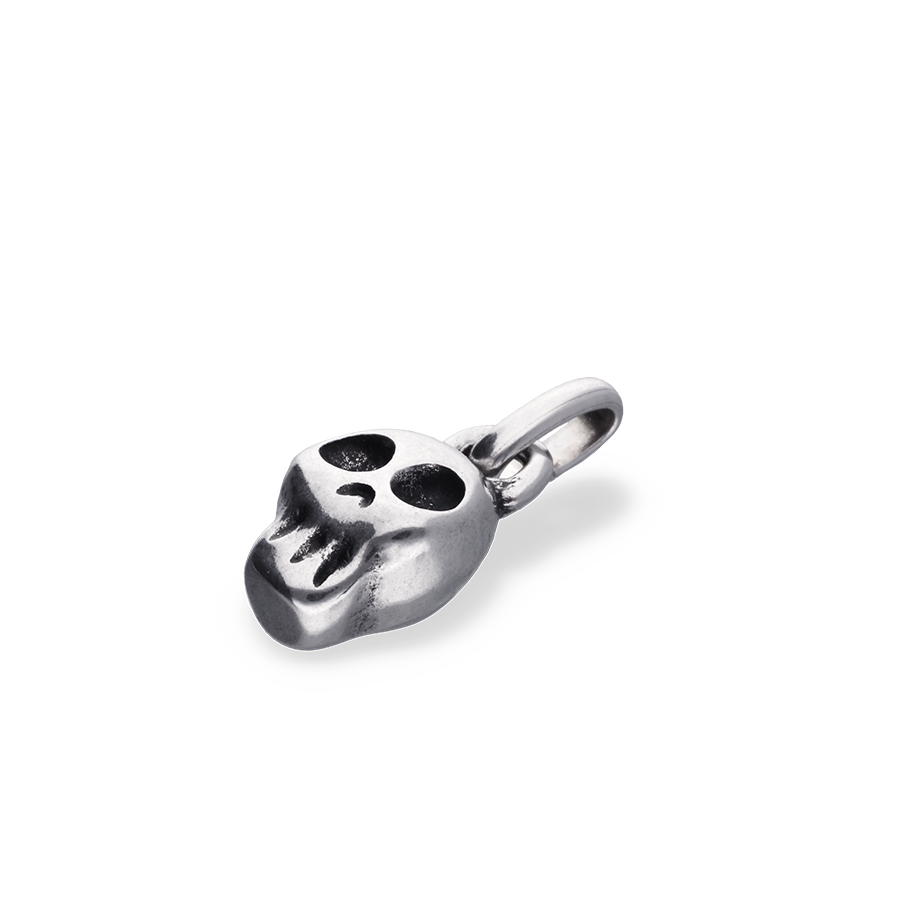 Metal Alloy Sterling Silver Plated Black Skull Charm CHA0299MTL000